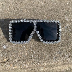 "Classy" Black With Silver Rhinestones Sunglasses